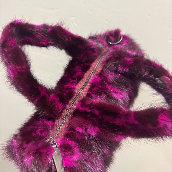 Leopard Real Mink Fur Handmade Fur Handles Barrel Bag/Shoulder Bag/Crossbody Bag - Picture 13 of 16